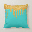 Search for turquoise and gold glitter pillows Blue