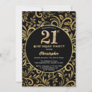 Search for male 21st birthday invitations Black and gold