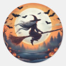 Search for witch on broomstick stickers Orange