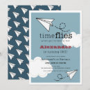 Search for time flies 1st birthday invitations Blue