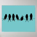 Recherche de oiseaux sur un fil posters Noir