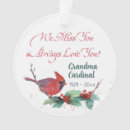 Search for red cardinal ornaments In loving memory