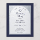 Search for navy blue birthday invitations Silver