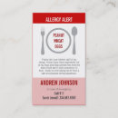 Recherche de allergique cartes visite Alerte d'allergie