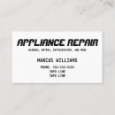 Recherche de appliance business cards Réparation de l'appareil