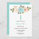 Search for teal 1st birthday invitations Watercolor