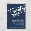 Search for blue 21st birthday invitations Minimalist