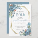Recherche de blue floral anniversaire invitations Fête du 50e anniversaire