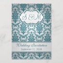 Recherche de damassé turquoise mariage invitations Argent