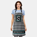 Search for plaid monogram aprons Black and white
