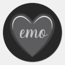 Search for emo round stickers Black