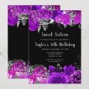 Search for black silver sweet 16 invitations 16th birthday party