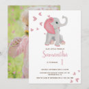 Search for pink elephant 1st birthday invitations Watercolor