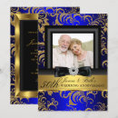 Search for blue gold 50th wedding anniversary invitations Floral