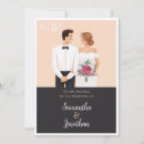 Search for cartoon bride and groom wedding invitations Couple
