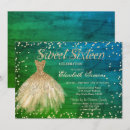 Search for gold green sweet 16 invitations Glitter