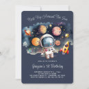 Search for galaxy 1st birthday invitations Blue
