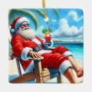Search for santa on the beach ornaments Merry christmas