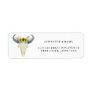 Search for bull skull return address labels Watercolor