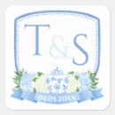Search for crest wedding stickers Blue and white