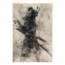 Recherche de guerrier samouraï posters Noir et blanc