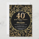Search for male 40th birthday invitations Black and gold