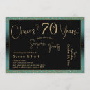 Search for cheers to 70 years invitations Gold glitter