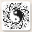 Recherche de yin yang dessous de verres Noir et blanc