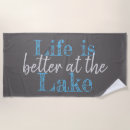 Search for lake life beach towels Typography