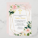 Recherche de pink floral christening invitations Baptême de fille