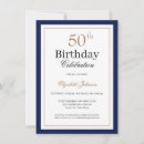 Search for blue and gold 50th birthday invitations Modern