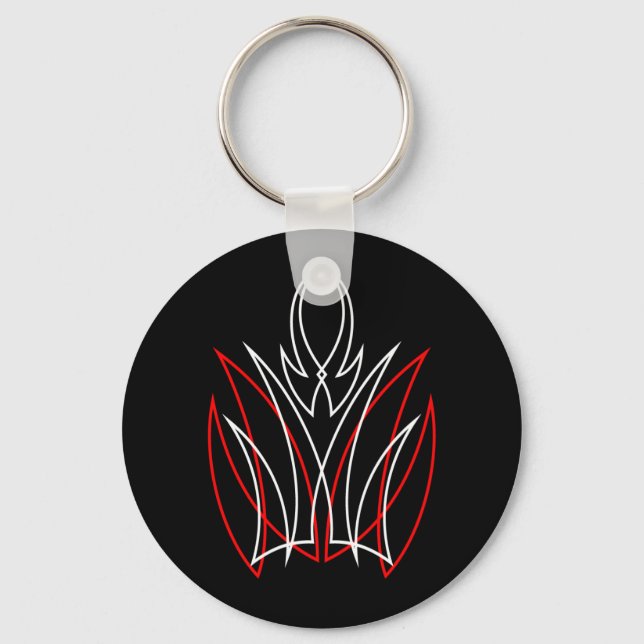 0001 Pinstripe Rojo & Blanco Keychain (Front)