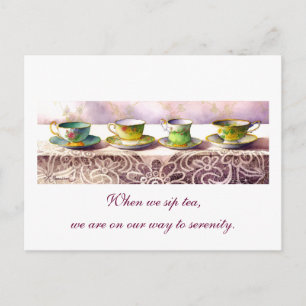 0001 Rangée de Teacups Alexandra Stoddard Carte po