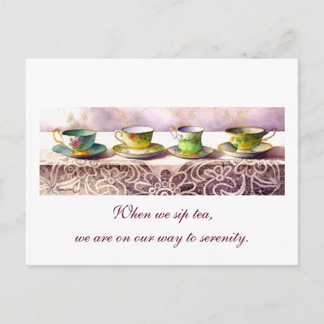 0001 Rangée de Teacups Alexandra Stoddard Carte po (Devant)