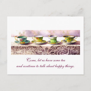 0001 Row of Teacups Chaim Potok Postcard