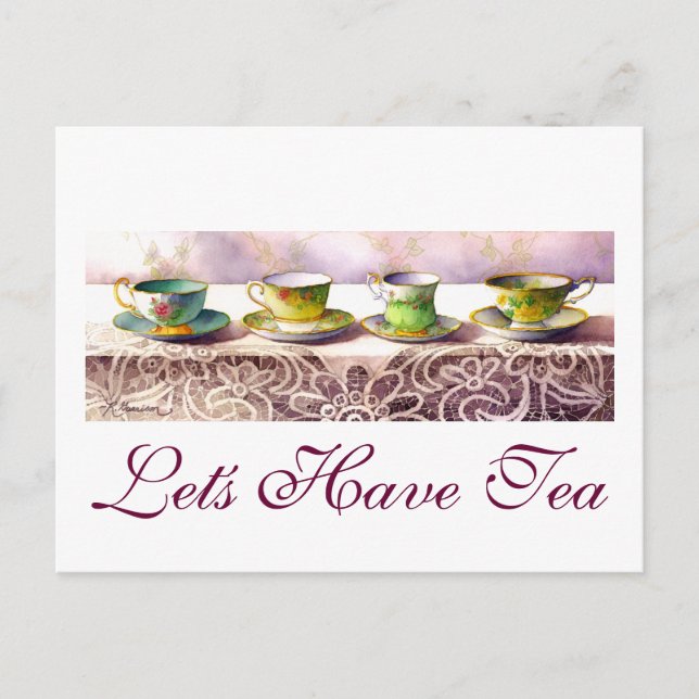 0001 Row of Teacups Postcard (Front)