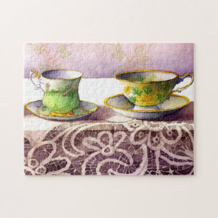 0001 Teacups on Lace Puzzle