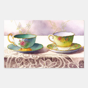 0001 Teacups sur Stickers dentelle