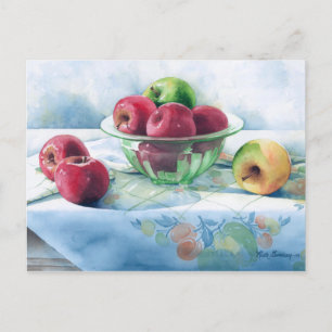0002 Apples in Green Glass Bowl Postcard