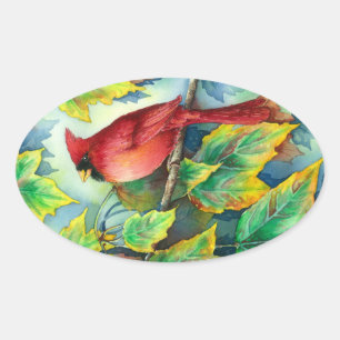 0004 Cardinal Oval Stickers