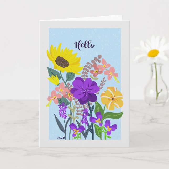0008 Hello Bouquet Card (Small Plant)