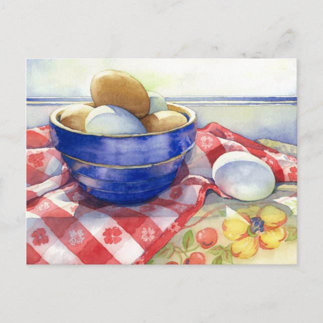0009 Eggs in Blue Bowl Postcard (Front)