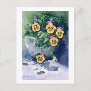 0011 Pansies in Planter Postcard