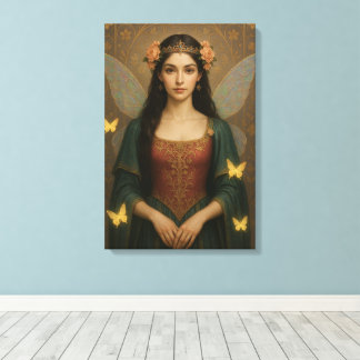 001_A fairy princess in teal green and crimson. Canvas Print