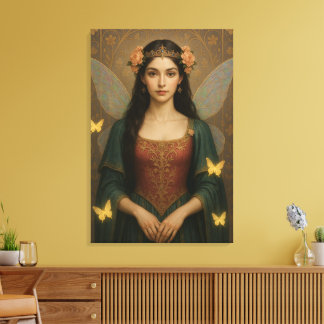 001_A fairy princess in teal green and crimson. Canvas Print