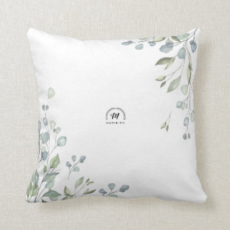 001 Leaves Eucalyptus Greenery Simply Minimalist Throw Pillow