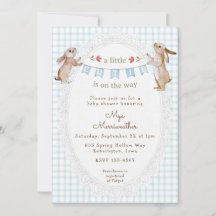 001 Sky Blue Sweet Bunny Gingham Baby Shower