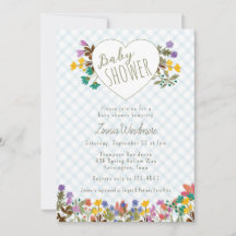 001 Sky Gingham Garden Heart Floral Baby Shower