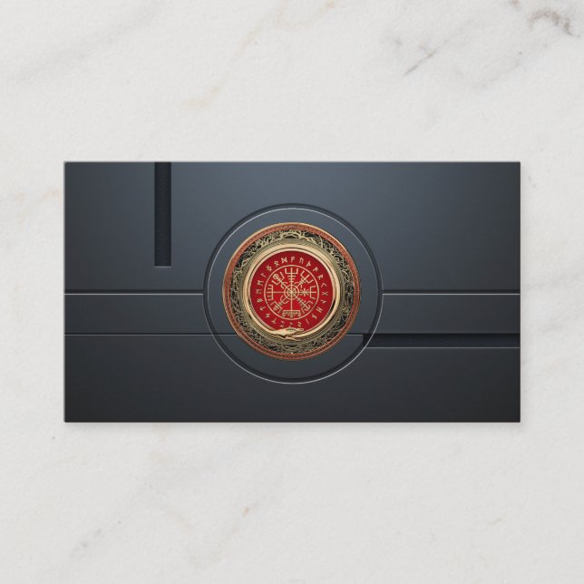 [001] Vegvisir - Gold Viking Magic Runic Compass Business Card (Front)
