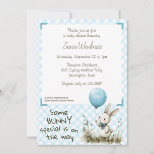 002 Cerulean Blue • Some Bunny Special Baby Shower Invitation